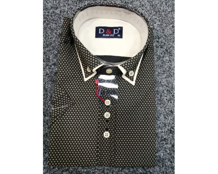 SRAJCA SLIM FIT Črno-bež, KRATKI ROKAV
