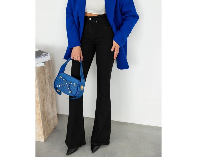 ČRNE JEANS HLAČE NA ZVON Eva