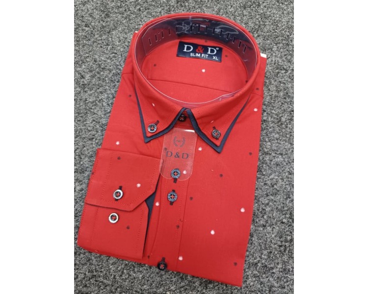 SRAJCA SLIM FIT Rdečavzorec, DOLGI ROKAV