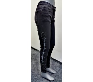 ČRNE JEANS HLAČE Z VRVICO