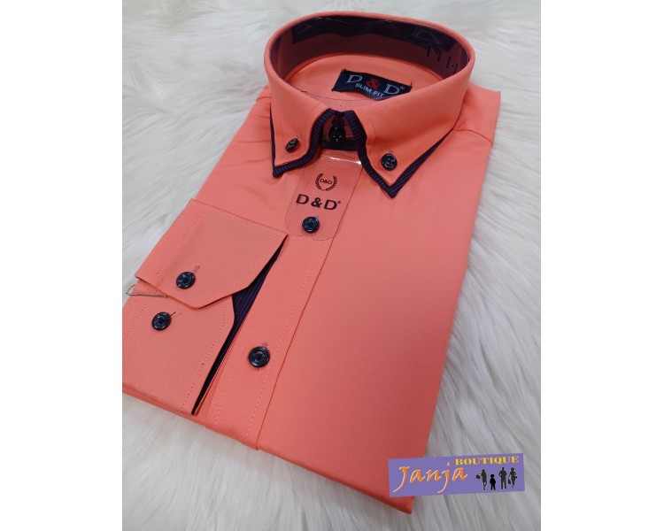 SRAJCA SLIM FIT KORAL, DOLGI ROKAV