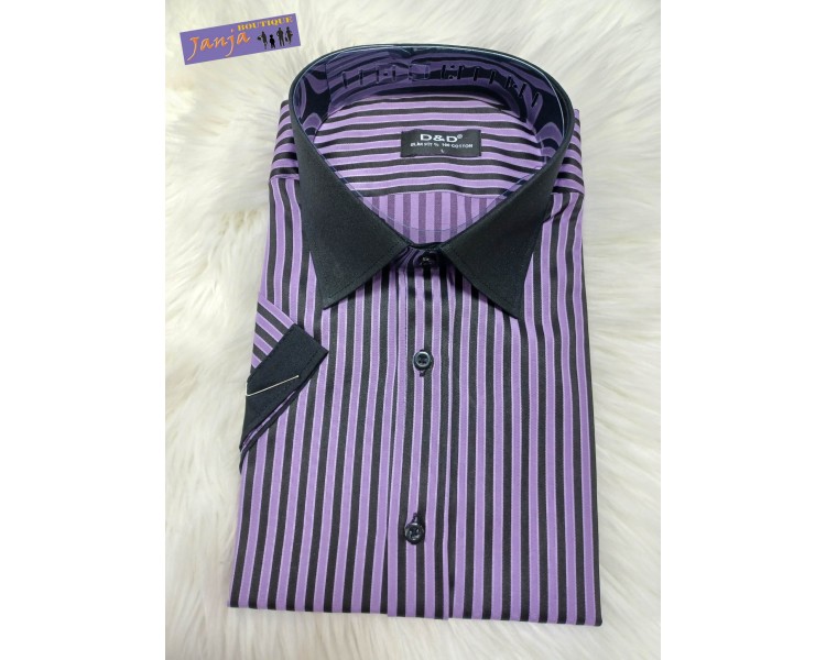 SRAJCA SLIM FIT ČRTA Vijola, KRATKI ROKAV